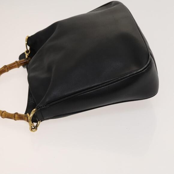 GUCCI Bamboo Hand Bag Leather Black Gold 001 2113 001 2113 - Picture 5 of 12